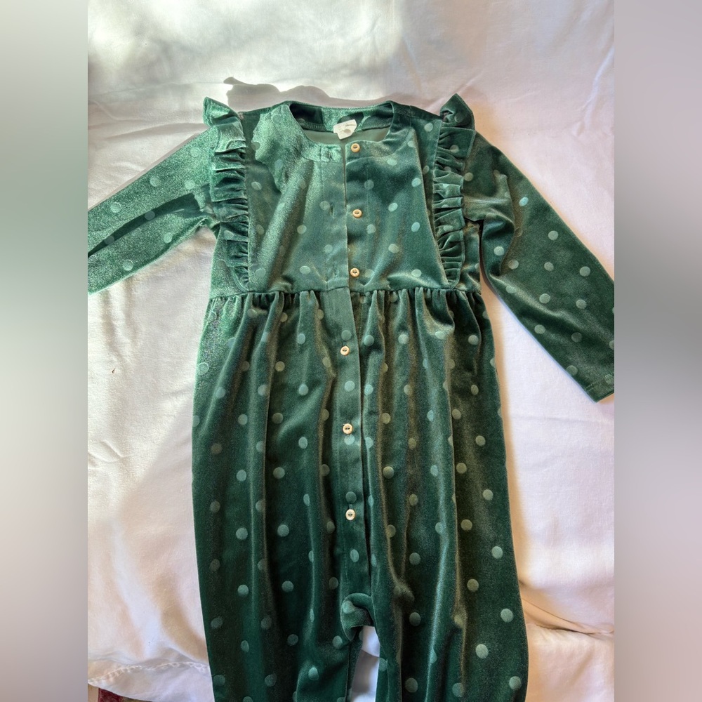 Green Polka Dot Ruffle pant jumper